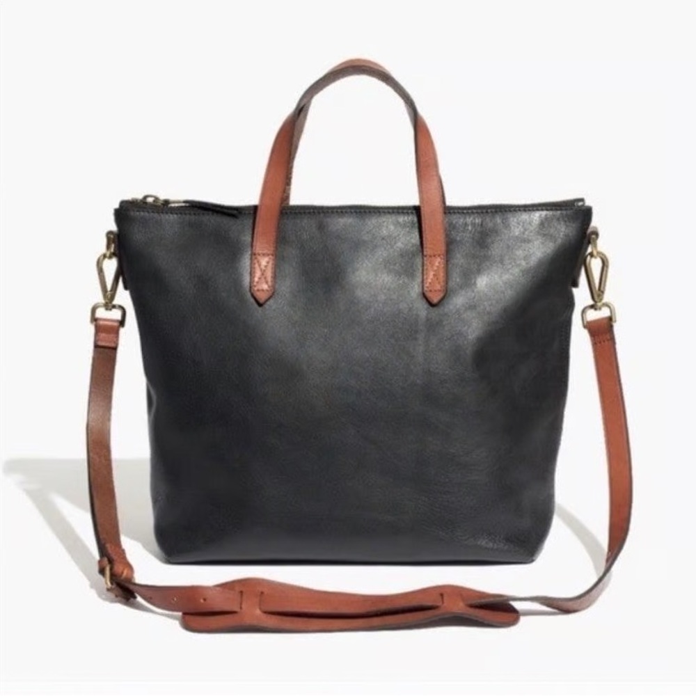Madewell Transport Leather Tote with Brown Accents